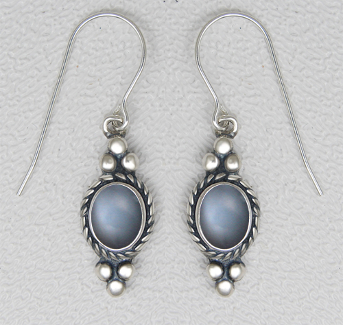 Sterling Silver Grey Moonstone Gemstone Drop Dangle Earrings